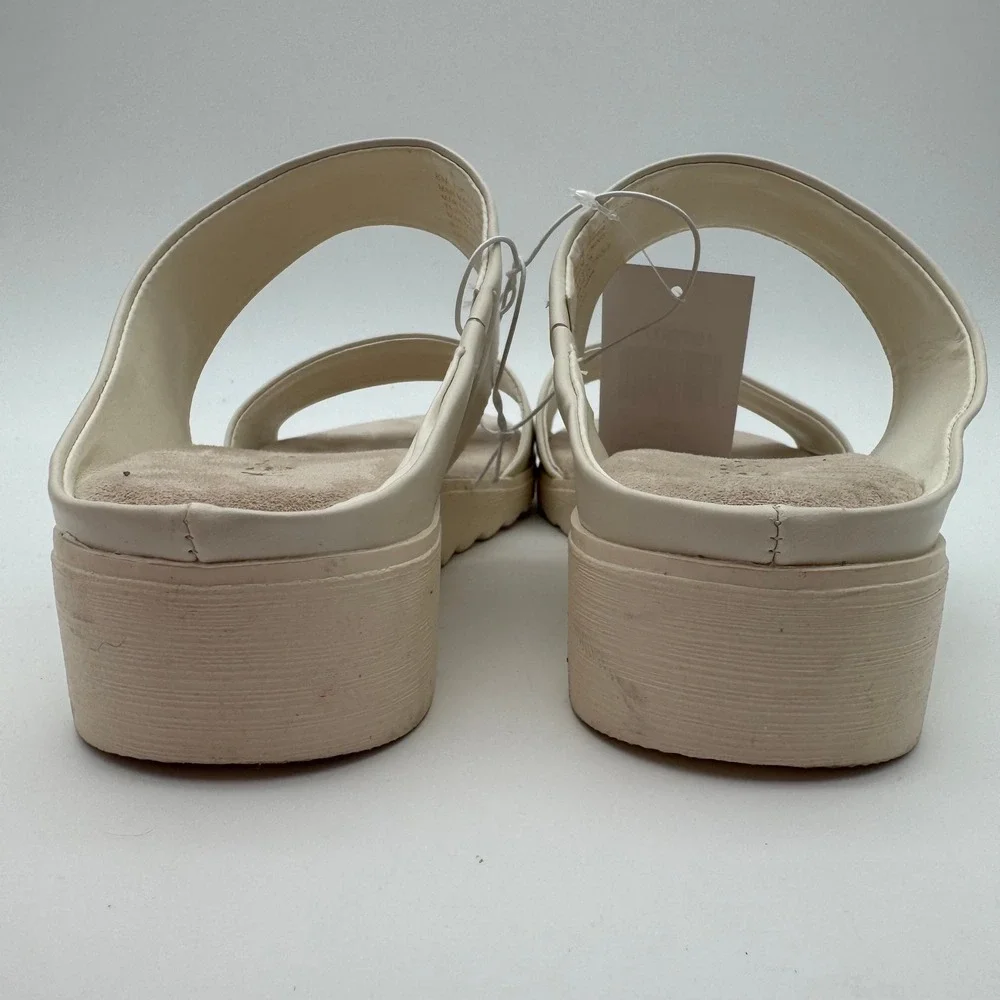 Kensie Endy Comfort Ivory Double Strap Slide Sandals Women's Size 8 Store Try On